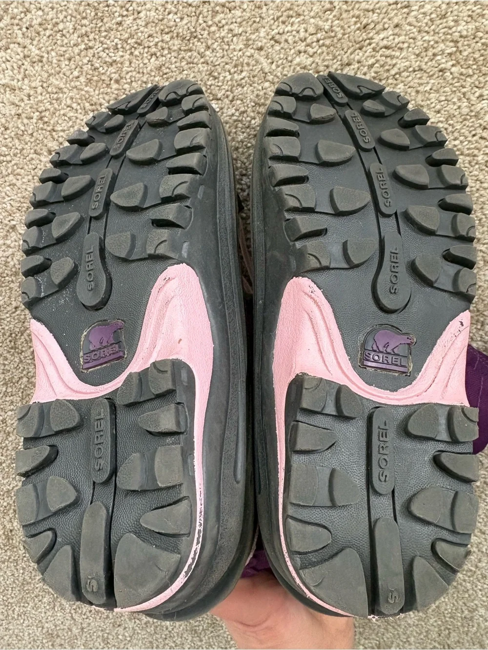 Sorel Purple and Pink Kids Size 2 Lace Up Outdoor‎ Snow Boots